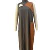 European and American new summer semi-turtleneck dress long color matching fashion women's leisure station