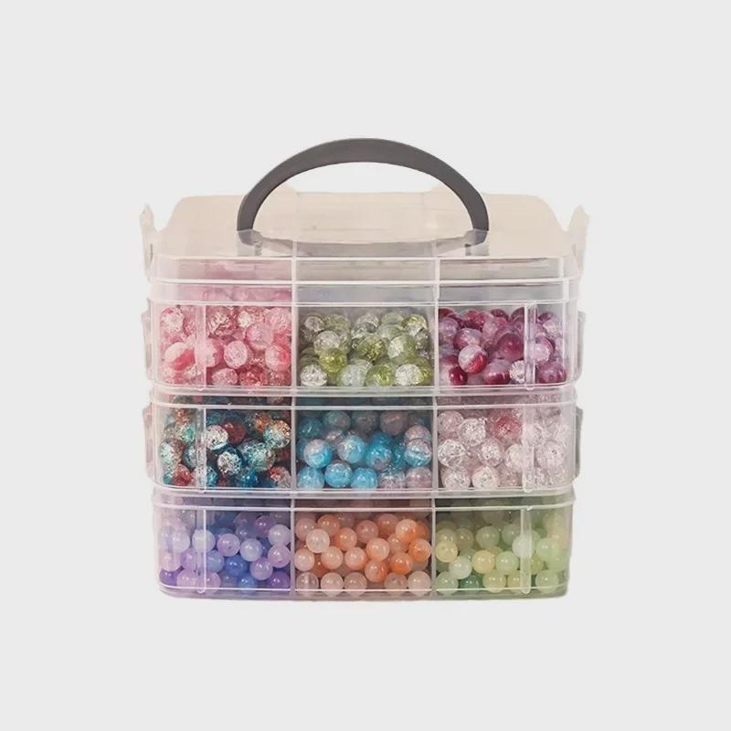 Transparent Portable Beaded Storage Box: Multifunctional Compartment for DIY Jewelry and Bracelet Accessories