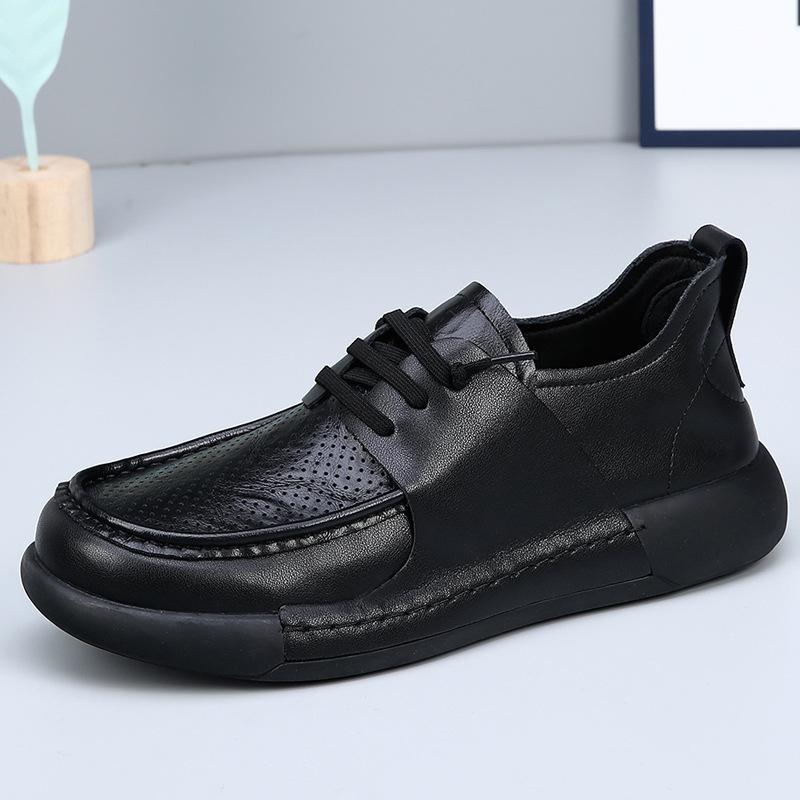 

Leather breathable men s shoes velvet 2025 autumn and winter new soft surface thick sole trend versatile hollow casual leather shoes men 38