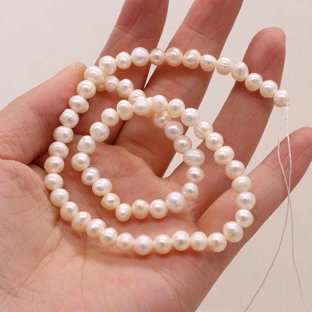 

1String, Near Round Pearl 5-6mm, Fashion Women Natural Freshwater Pearl Beads for Jewelry Making DIY Crafts, Luxury Bulk Gifts 36cm 1String/5-6mm-36cm белый