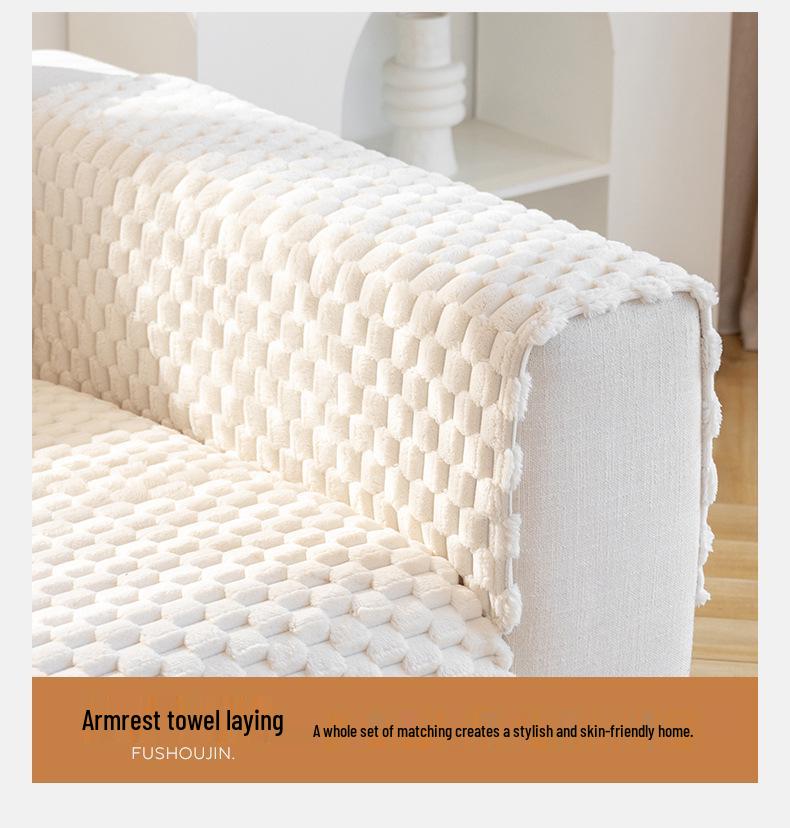 Winter Plush Non-Slip Sofa Cushion & Cover - Modern, Thickened Design