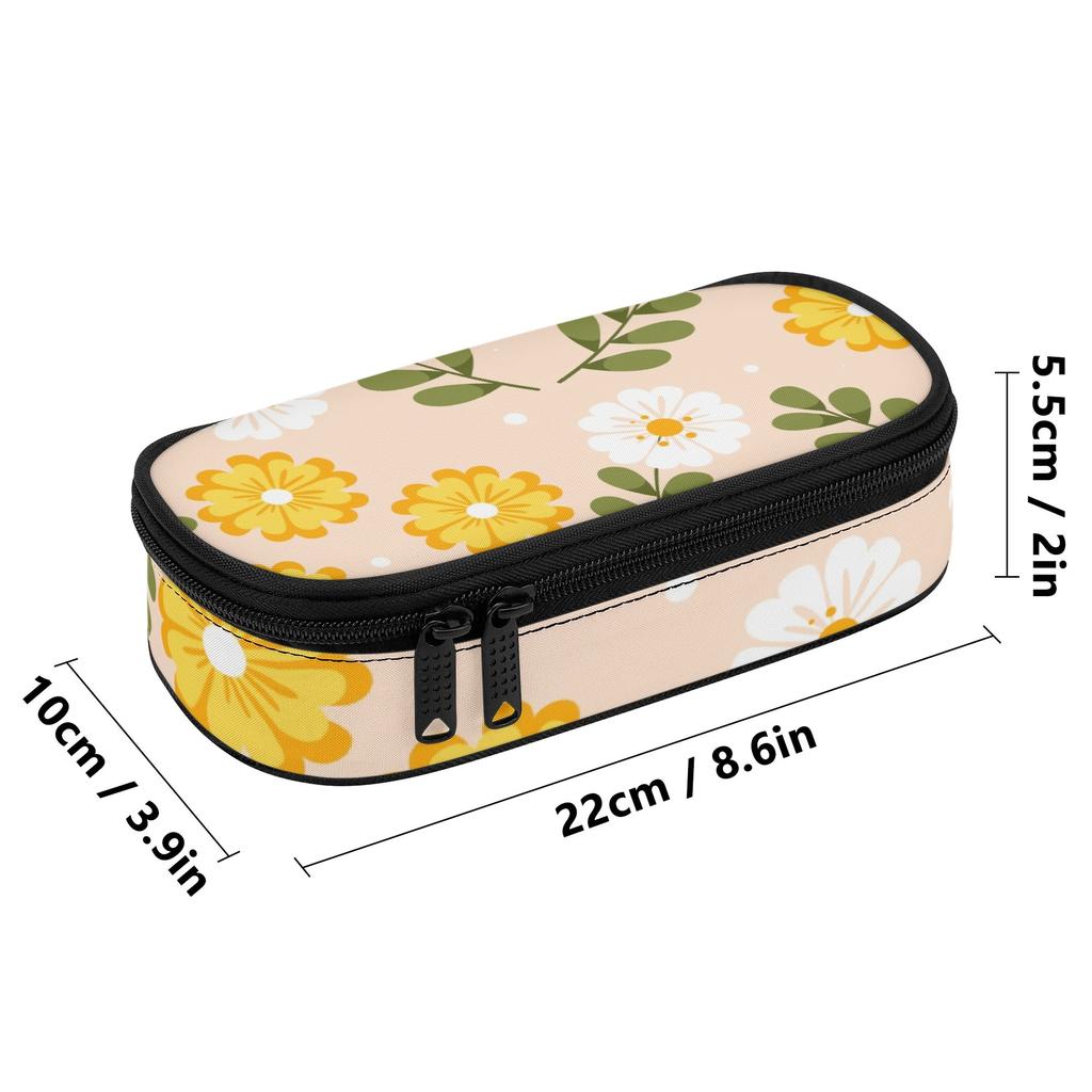 Pencil Bag 300D Polyester Spacious Storage Smooth Zipper with Main Compartment Mesh Pocket and Pen Slots for Teens and Students