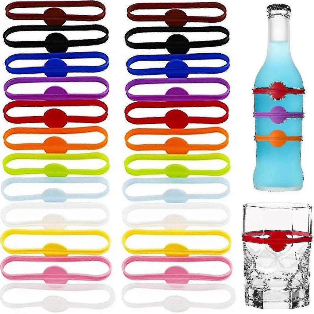 24 Silicone Beverage Markers, Wine Glass Pendants, Suitable for Party Glasses, Cups, Jars, Etc., Beverage Glass Markers