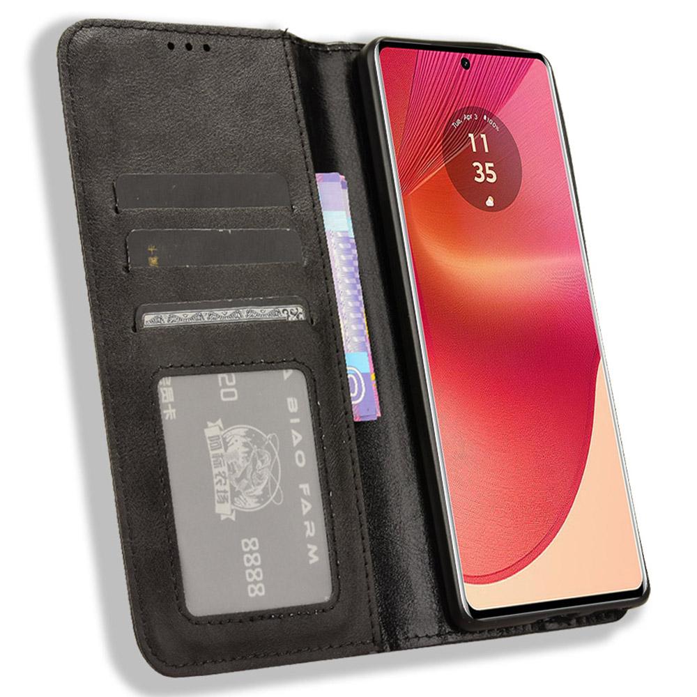 

For Motorola Edge 50 Fusion 5G Case Stand Wallet Retro Leather Phone Cover Brown