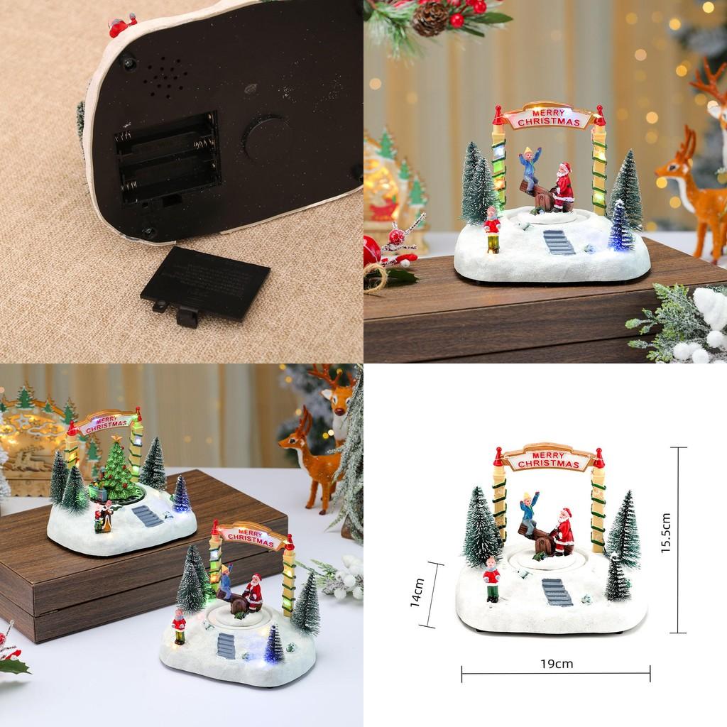 Harz-Drehwippen-Spieluhr Schneeszene Mit Weihnachtsdekoration Für Feiertagsgeschenke Und Schmuckpräsentation