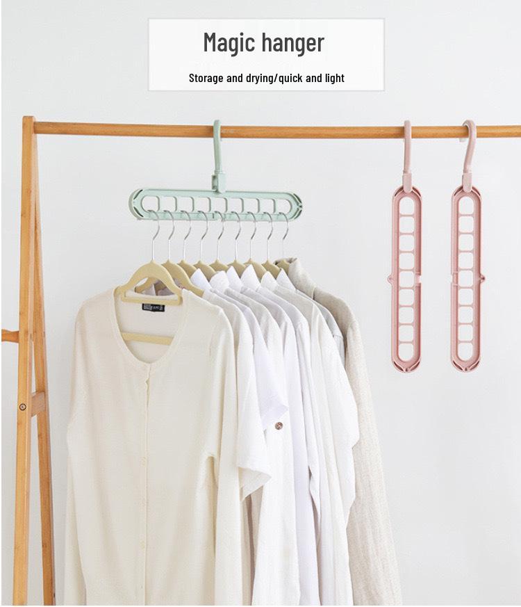 Magic Nine-Hole Anti-Slip Folding Hanger: Multi-functional Clothes Drying and Storage Solution
