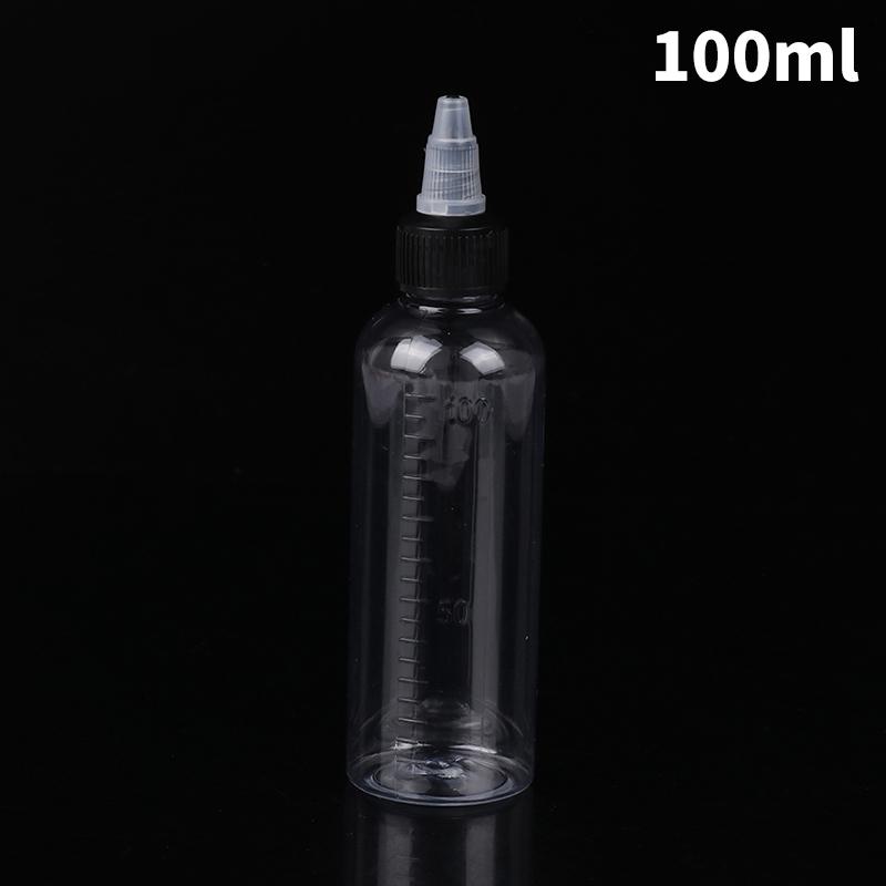 Refillable Hair Dye Bottle 10/20/30/50/100ml Twist Top Cap Squeeze Container with Graduated Scale for Tattoo Ink Pigment