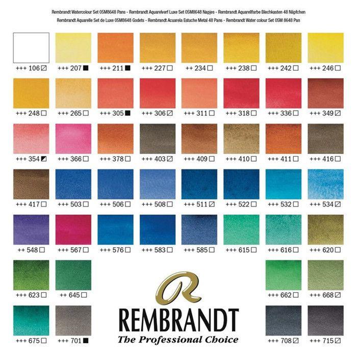 Set d'aquarelle - REMBRANDT - 48 demi-godets - Coffret métallique - Pinceau escamotable - 2020
