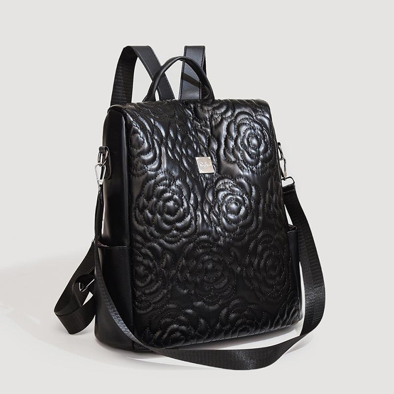 

2024 новый большой вместительный простой нишевый рюкзак женская мода мода иностранный стиль дорожная сумка через плечо чёрный