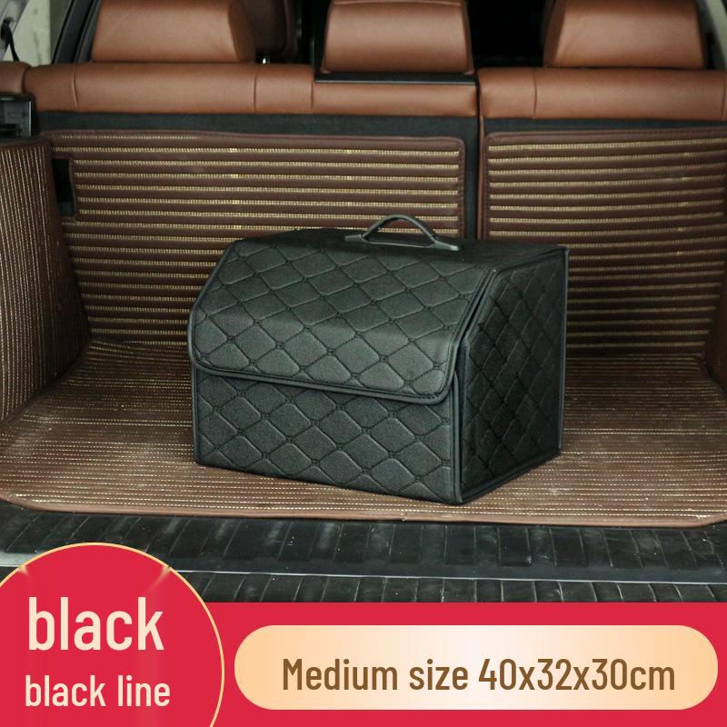 Trunk Storage Box: Multifunctional Folding Car Organizer with Logo-Printed Leather