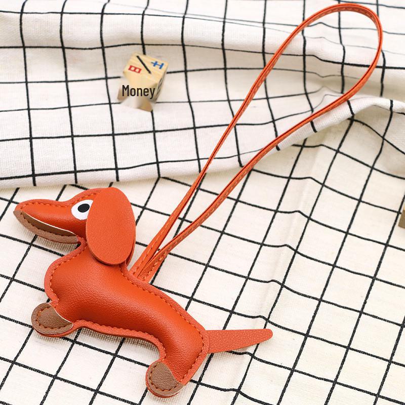 Dackel-Lederanhänger: Süßer Welpen-Schlüsselanhänger und Auto-Ornament für Paare.