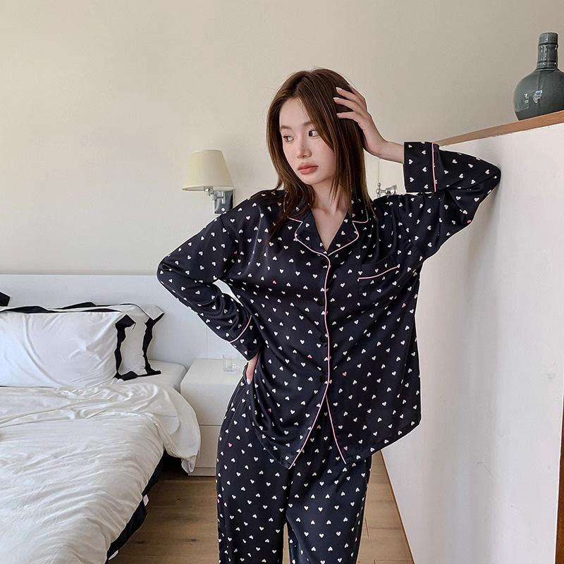 

Любовь Кардиган Женская пижама С длинным рукавом Летний Новый Домашний комплект для девочек Можно носить на улице 2XL