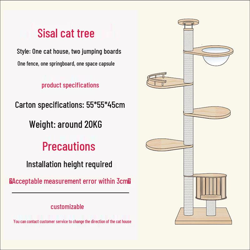 Solid Wood Cat Condo & Bed with Integrated Tree and Space-Saving Design for Large and Small Cats