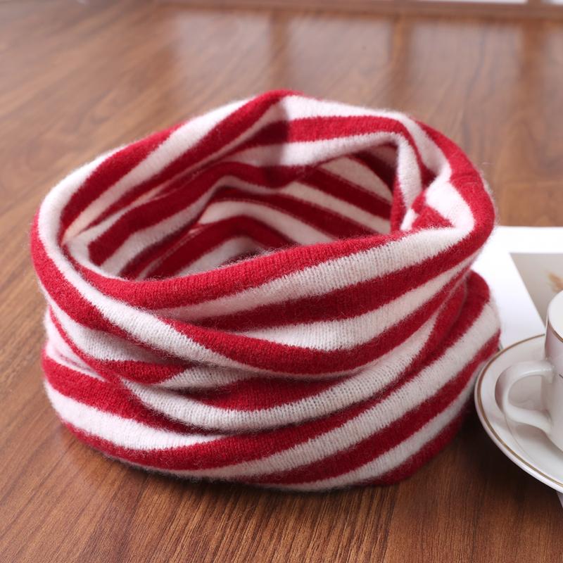 100% Wool Striped Ear Hanging Knitted Neck Coverings Winter Fashionable Warmth Neck Protection Scarf Face Mask Headscarf Hat