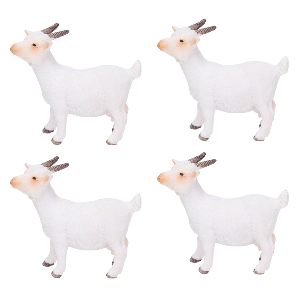 4pcs Goat Figurines Set Farm Animals Simulated Goat Model Toy Birthday Gift Decoration for Children