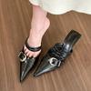 Muse pointed half slippers women wear summer new belt buckle bag head cool slippers high heels women