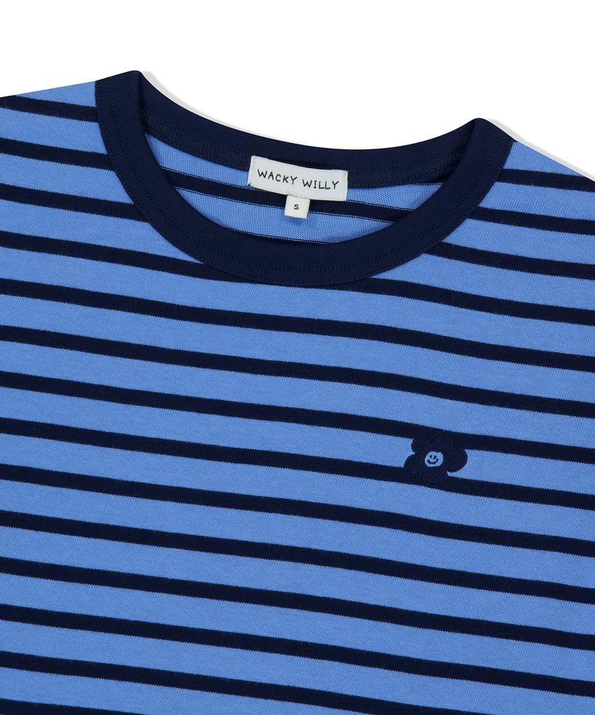 WACKY WILLY Women'S Striped Short Sleeve T-Shirt Navy