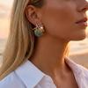 Trend Seashell Starfish Stud Earrings for Women Elegant Imitation Pearl Zircon Sea Star Earring Beach Party Vacation Jewelry