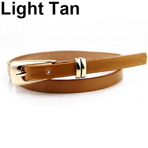 Dammode Candy Color Faux Läder Spänne Skinny Bälte Tunt midjeband Sash