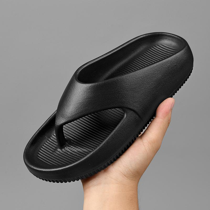 

Мужские шлепанцы на платформе, летние тапочки из ЭВА с мягкой подошвой для женщин, повседневная пляжная обувь для дома, нескользящая обувь для ванной комнаты, парная обувь 40 чёрный