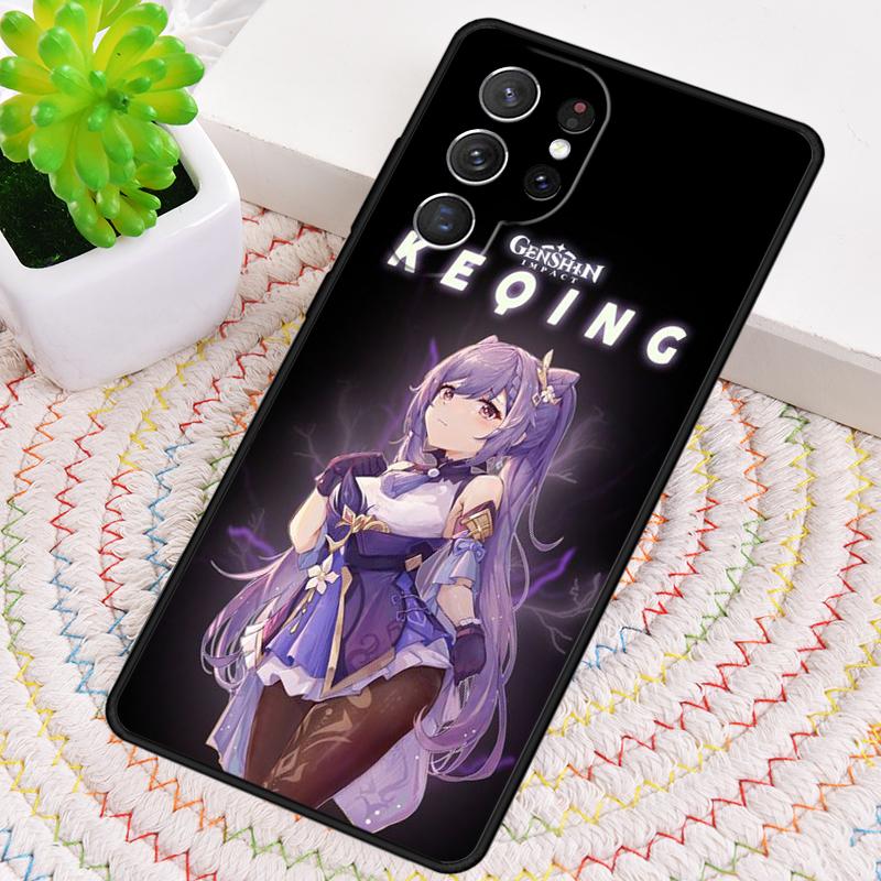 Keqing Genshin Impact Silicone Phone Case For Samsung Galaxy note 10 pro S26 S25 S24 S23 S22 S21 Plus S25Ultra Capa Cover