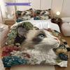 Maine Coon Pattern Bedding Quilt Set Quilt Cover Pillowcase Home Decoration Birthday Gift (1 * Duvet Cover + 2 * Pillowcase, Without Core)