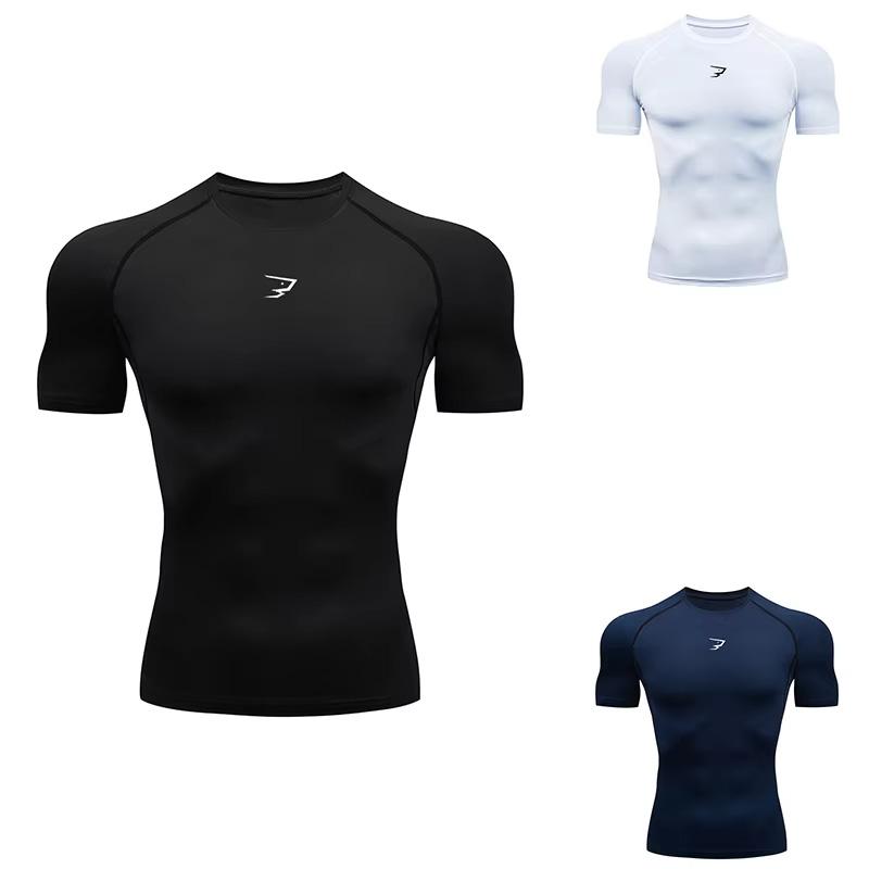 Herren Lauf Kompressions Kurzarm Sport T-Shirts Fitnessstudio Fitness Sportshirts Männlich Jogging Trainingsanzug Homme Athletisches Shirt Oberteile 902