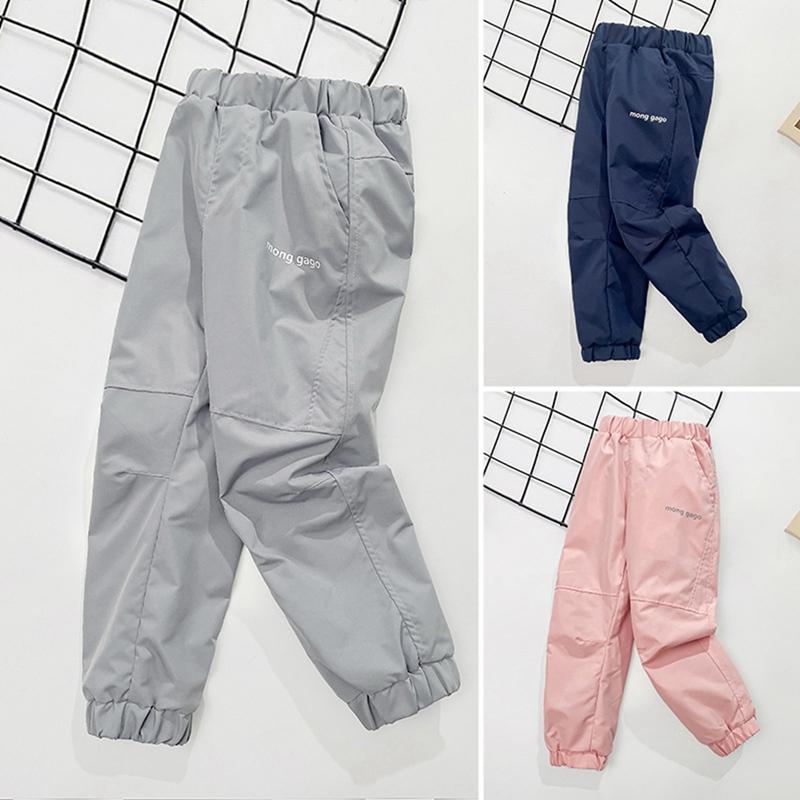 4-16 Years Kids Windproof and Waterproof Fleece-Lined Pants Loose Fitness Pants