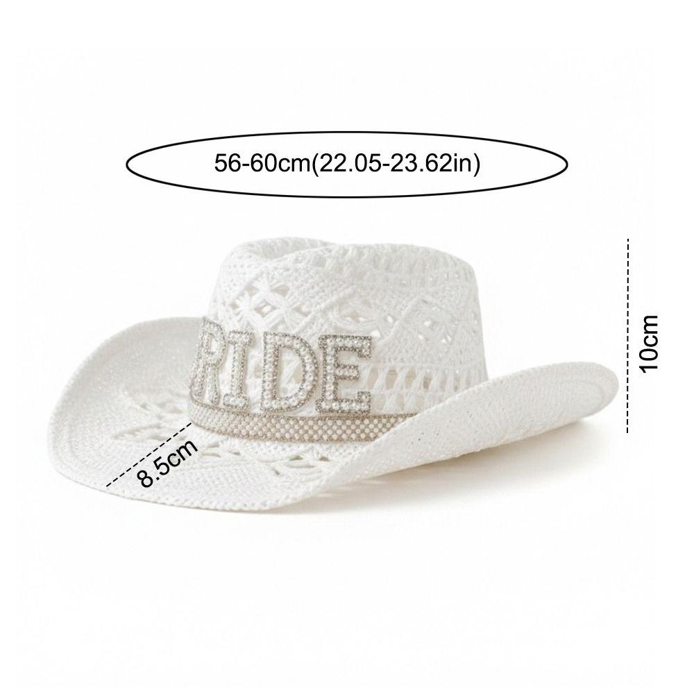 Rhinestone Letter Western Cowboy Hat Hollow Cowgirl Hat Jazz Hat For Wedding Bachelorette Party