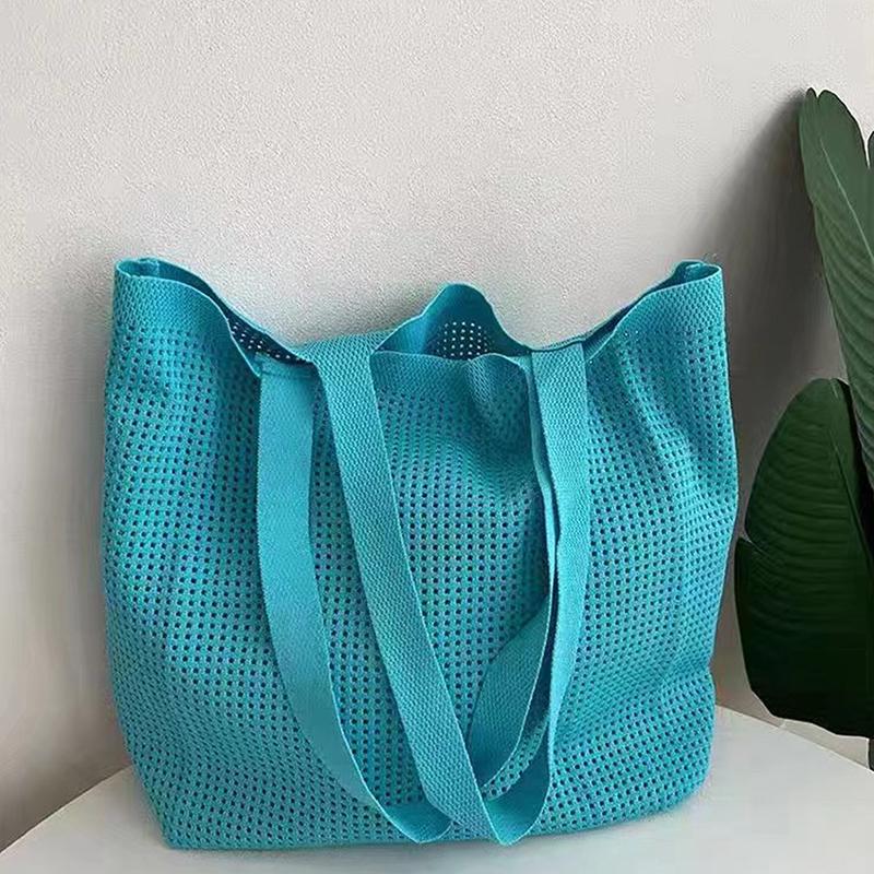 

Women Girls Knitted Shoulder Bags Retro Hollow Woven Large Capacity Shopper Handbags Crochet Bag