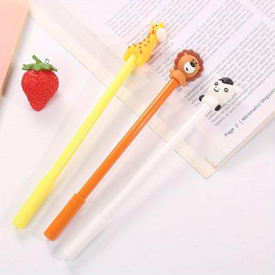 10pcs 0.5mm Creative Cartoon Animal Lion Giraffe Shape Gel Pen Cute Stationery Exam Water-based Pen Office Supplies Signature Pen