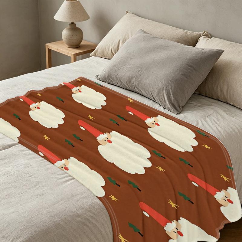 Non-Shedding Santa Claus Flannel Blanket - Soft, Warm & Cozy, Ideal for Home, Sofa, Bedroom, Holiday Decor, Movie Nights, Halloween & Christmas