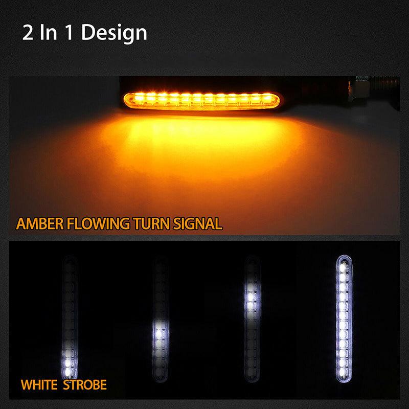 New Motorcycle 24LEDs High Bright Amber Turn Signal Indicator Light Front Rear White Day Running Light Flowing Red Brake Lamps