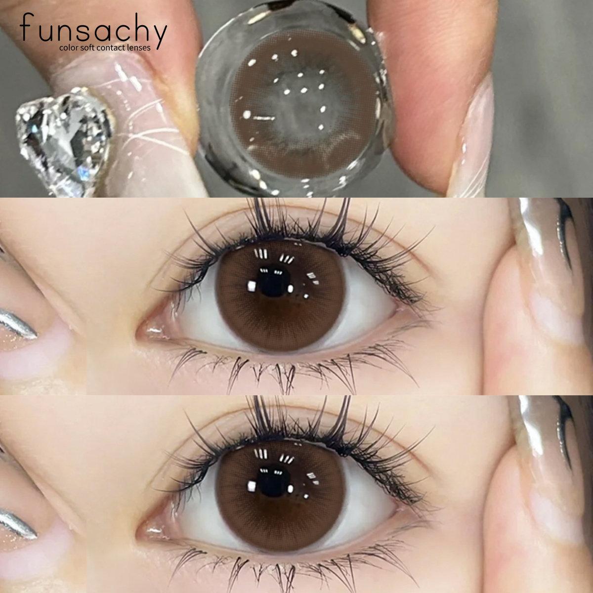 

FUNSACHY 1 пара натуральных линз, цветные контактные линзы, коричневые линзы для глаз, косметические зрачки, линзы Colorcon, мягкие контактные линзы для глаз, годовые