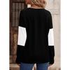 Women's Clashing Ladies Long Sleeve Pullover Women Color Block Splicing Buttoned Pullover Casual V-Neck Tops