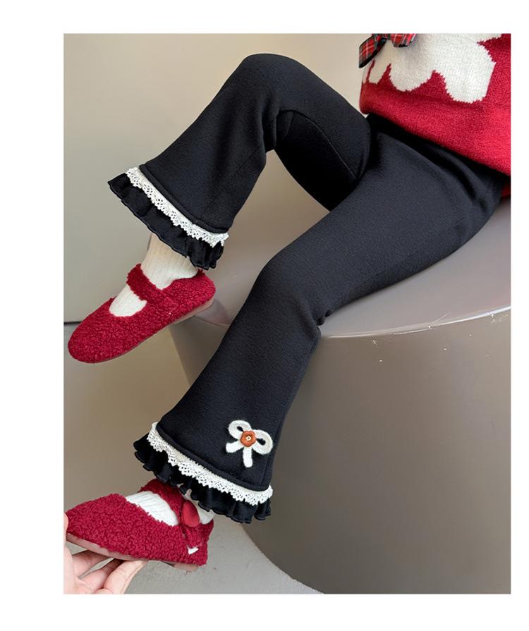 2025 Girls' Fleece-Lined Flare Pants - Winter Fashion Leggings