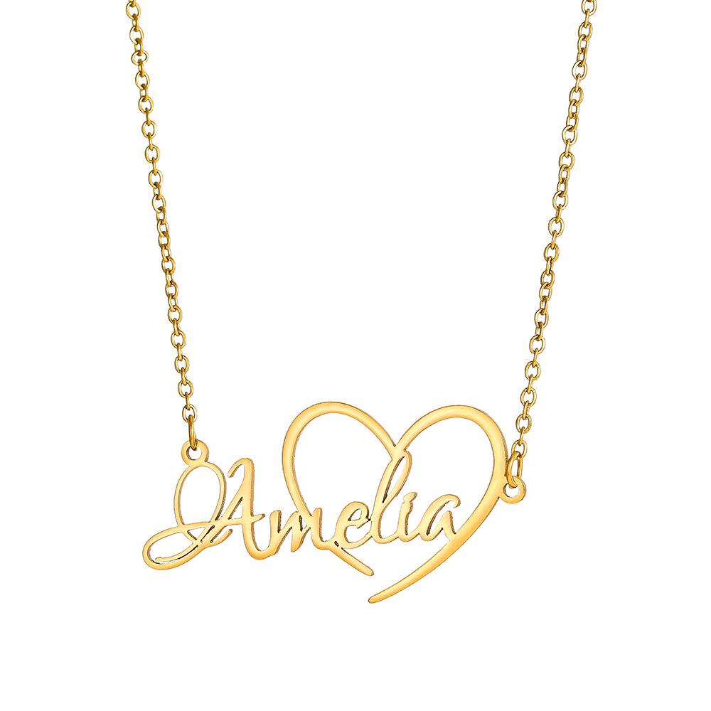 Collana Personalizzata con Lettere in Acciaio Inossidabile Placcato Oro 18K - Catena Clavicolare Fai-da-Te con Nome Personalizzato