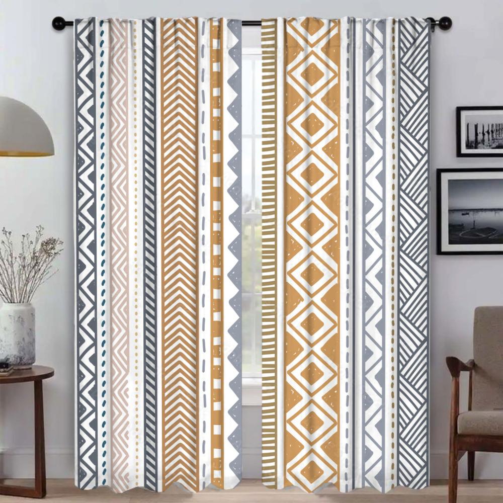 Tulle for Bedroom Bohemian Blackout Curtain for Room 2 Panel Partition Modern Living Room Curtains Halloween Decoration Shades