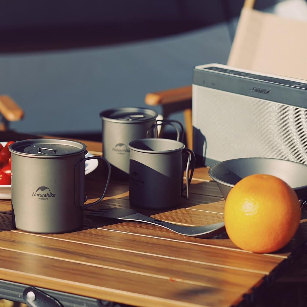 Naturehike Titanový čajový hrnek na kávu 200ml/300ml/600ml s rukojetí pro kempování a domácí použití Ultra lehký robustní hrnek na otevřený oheň Kocher s...