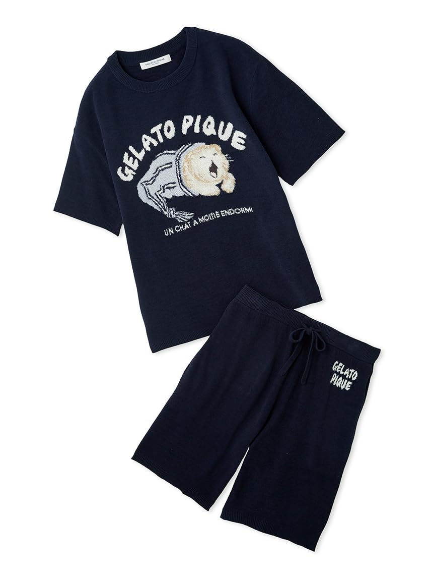 

Gelato Pique HOMMEsleeping cat JQD Pullover Shorts Set PMNT254992NVYL &