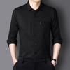 Autumn Men's Mulberry Silk Long-sleeved Shirt Casual Non-iron Breathable Anti-wrinkle Striped Middle-aged Shirt