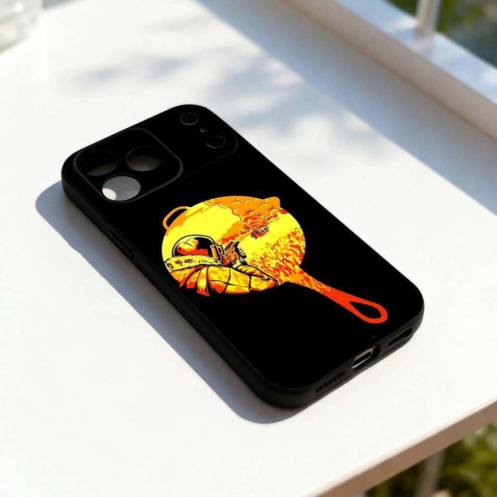 

Cute P-PUBG Game Funny Phone Case For iPhone 17,16,15,14,13,12,11,Pro,Max,Plus,E,SE4,Air,Mini Black Precise Hole Matching iPhone12PRO