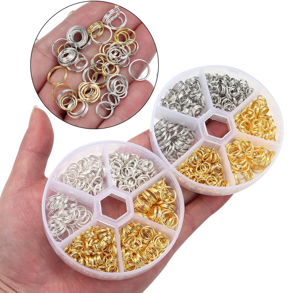 1Box 6 8 10mm Gold Silver Color Metal Open Jump Rings Set Accessory Kit For DIY Bracelet Necklace Chain Jewelry Making Connector