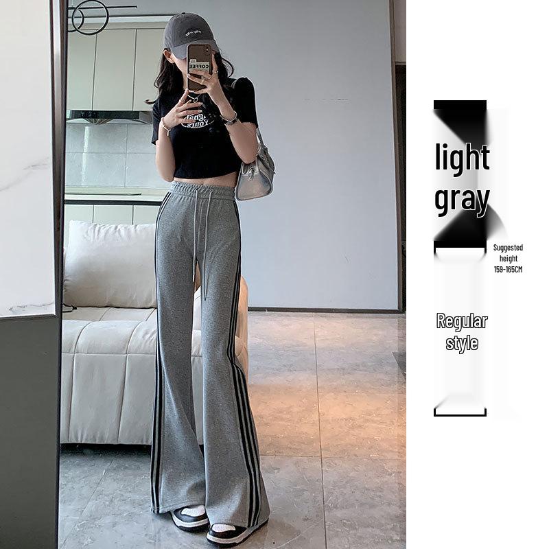 Mamba Cotton Casual Flare Pants - Women's High-Waist Striped Sport Trousers (2024 Autumn/Winter Collection)