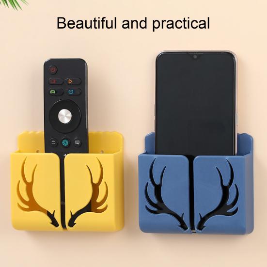 Mobile Phone Holder Mounted Creative Antlers Multi-function Wall Remote Control Storage Box Organizer