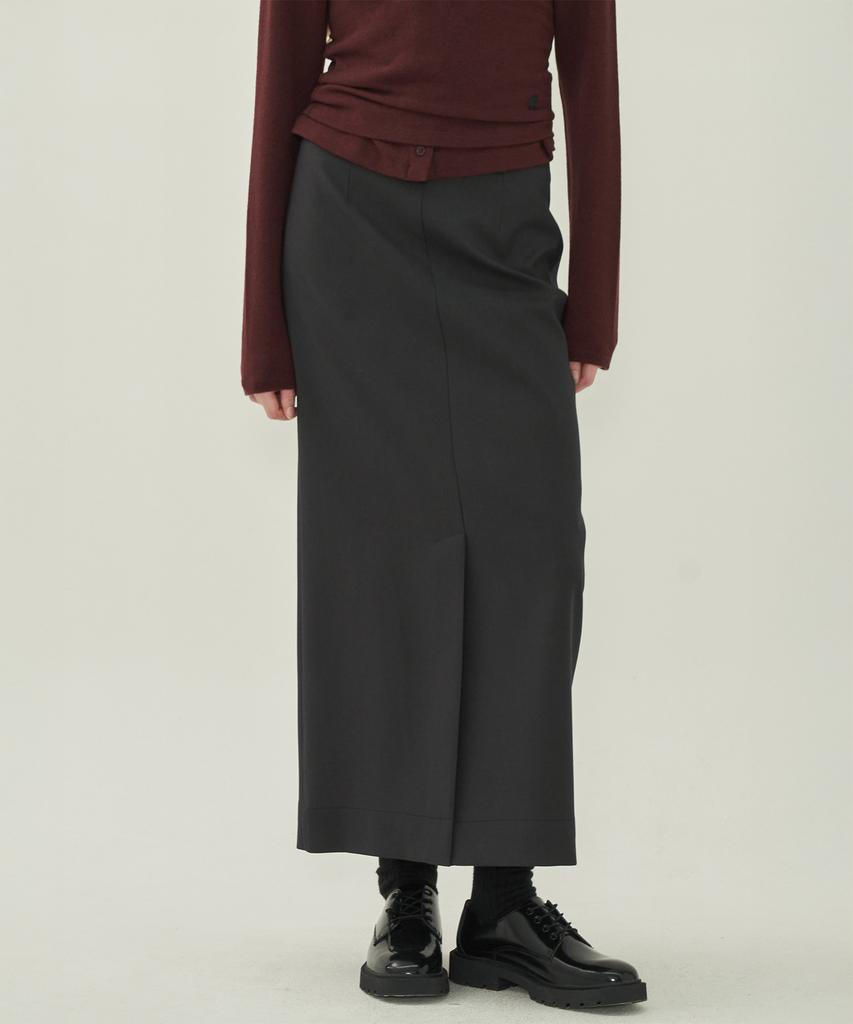 MOTT Essential Slit Long Skirt - Dark Gray