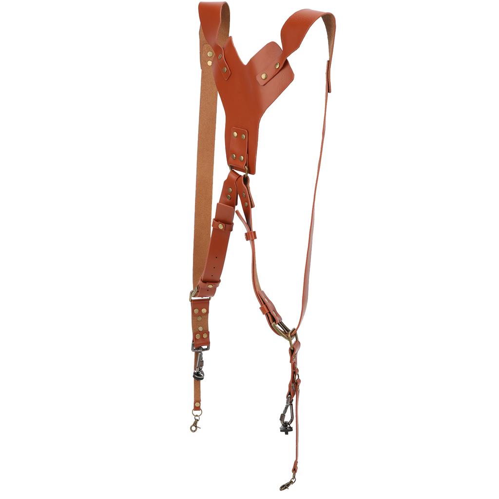 Adjustable PU Leather Rivet Double Shoulders Strap Digital Camera Harness Accessory