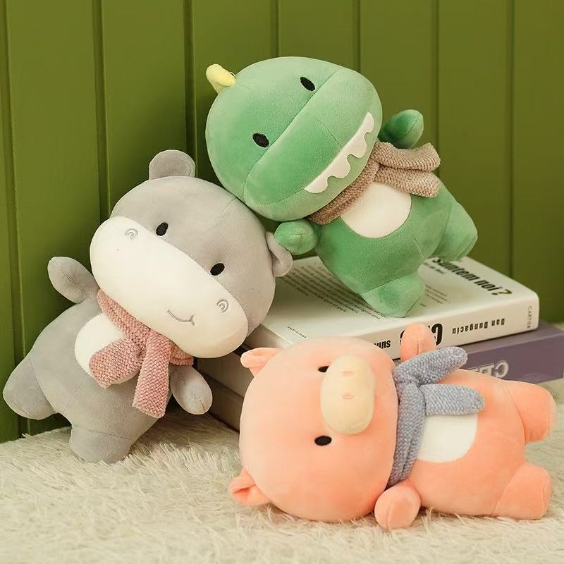 Newest Pig Lion Dinosaur Hippopotamus Doll Kawaii Stuffed Plush Toy Figure Cartoon Anime Cute Kids Birthday Holiday Gift Doll