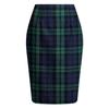 High-Waisted Women's Plaid Pencil Skirt - Knee-Length Wool Skirt for Autumn and Winter