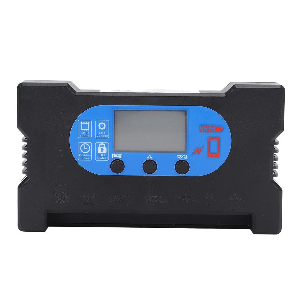 Solar Controller HD Display Dual USB Type C DC Fast Charging Multi Protection Solar Panel Regulator 10A